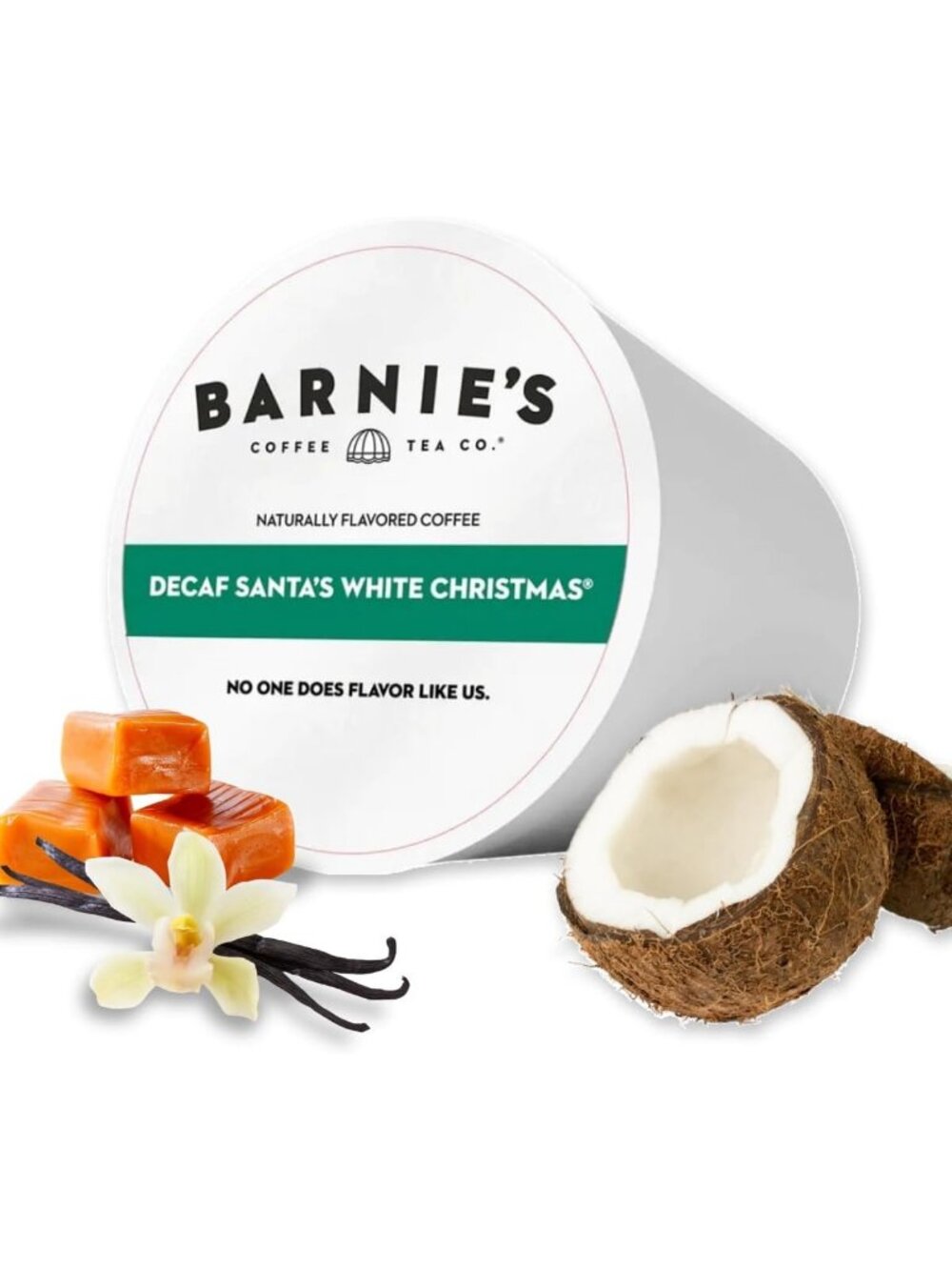 Barnie's Coffee Santa's White Christmas Decaf Single Serve Coffee Pods with